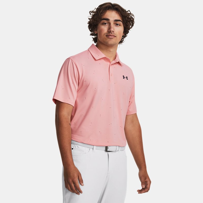 Men's  Under Armour  Playoff 3.0 Printed Polo Pink Fizz / White / Midnight Navy L